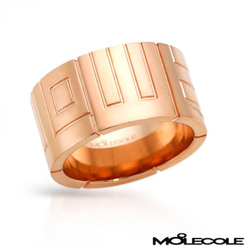 MOLECOLE-12MM WIDE ROSE GOLD PLATED BAND-size 10